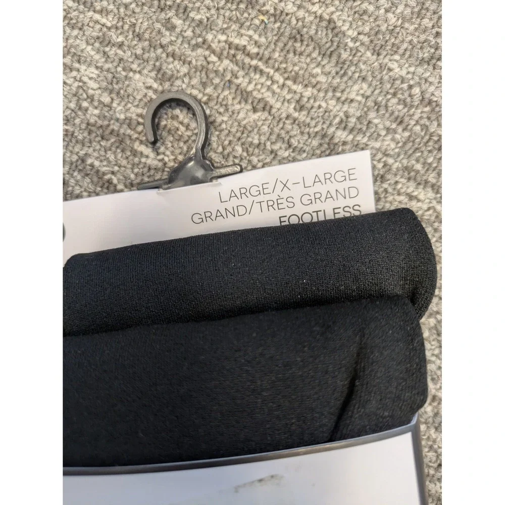 H Halston Women's Size L/XL Black‎ Fleece Lined Footless Tights 2 Pack NWT